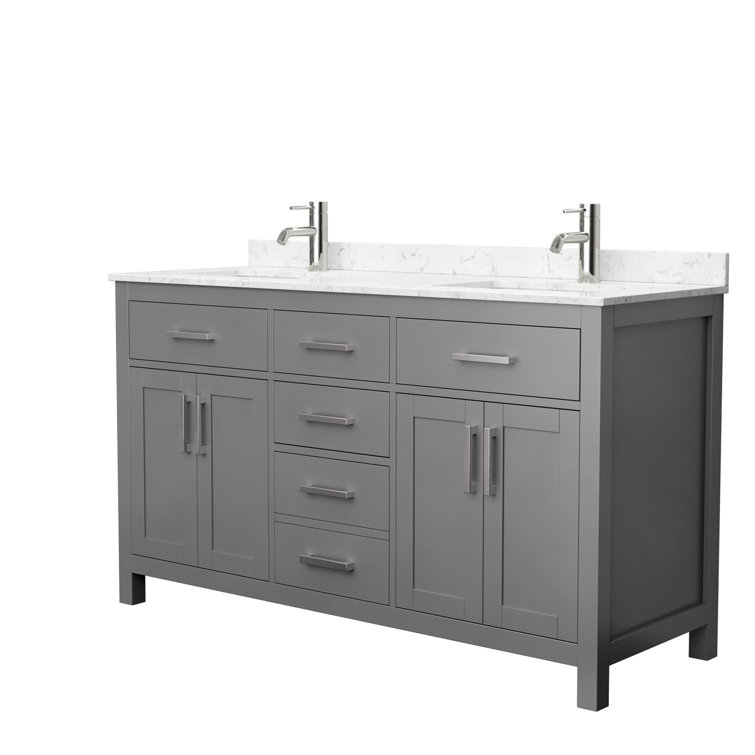 Beckett 60" Dark Gray Double Bathroom Vanity with Cultured Marble Top