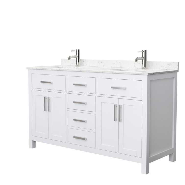 Beckett 60" White Double Bathroom Vanity with Marble Top