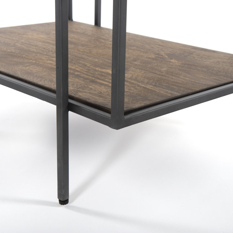 Byron 24" Brown Mango Wood and Gunmetal Iron Nightstand
