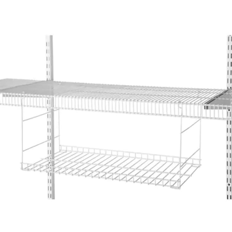 24-Inch White Steel Wire Hanging Storage Shelf, 2 Pack