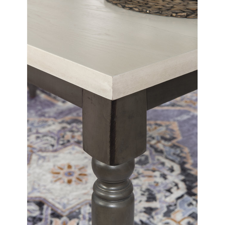 Smokey White and Dark Gray Farmhouse Solid Wood Dining Table