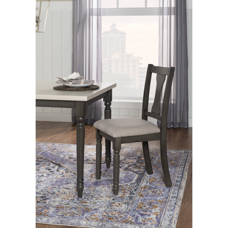 Elegant Gray Upholstered Side Chair with Turned Legs