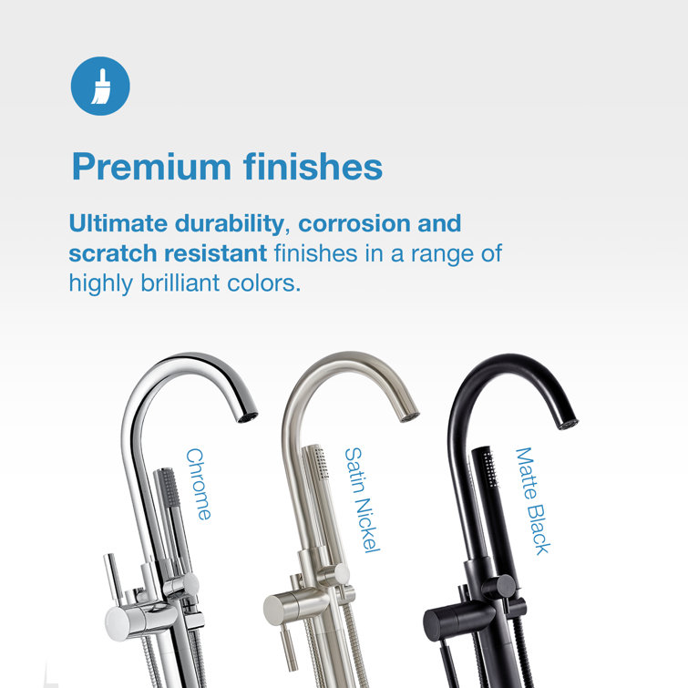 Athena Matte Black Freestanding Tub Faucet with Hand Shower