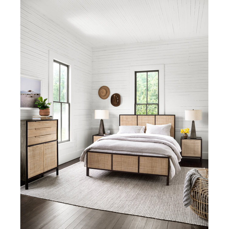 Hannah Boho-Chic Tall Dresser with Woven Cane and Mango Wood