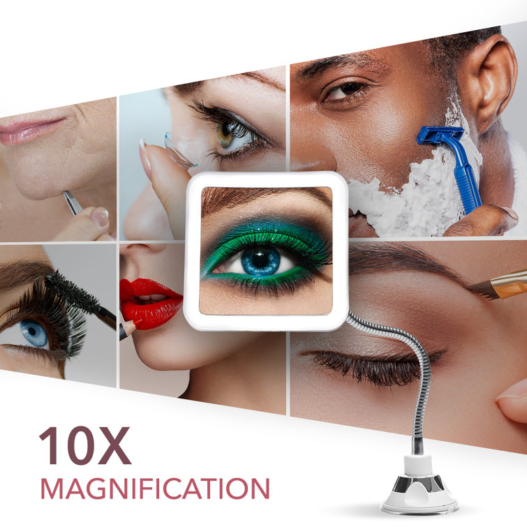 White LED Lighted Magnifying Makeup Mirror with Gooseneck
