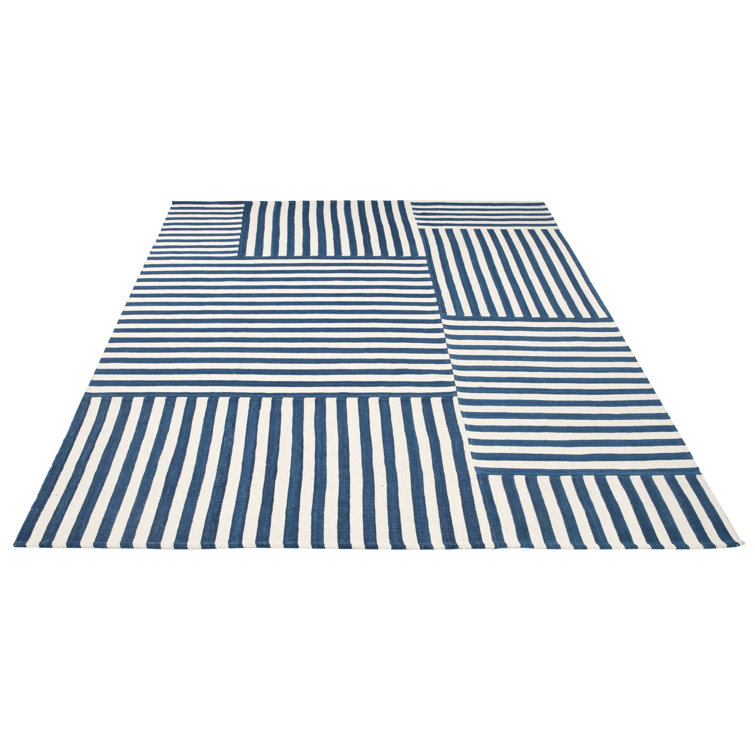 Pacific Stripe Handwoven Wool 4' x 6' Scandinavian Area Rug