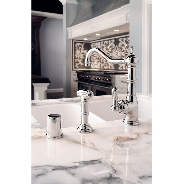 Modern 11" Polished Nickel Brass Kitchen Faucet with Side Spray