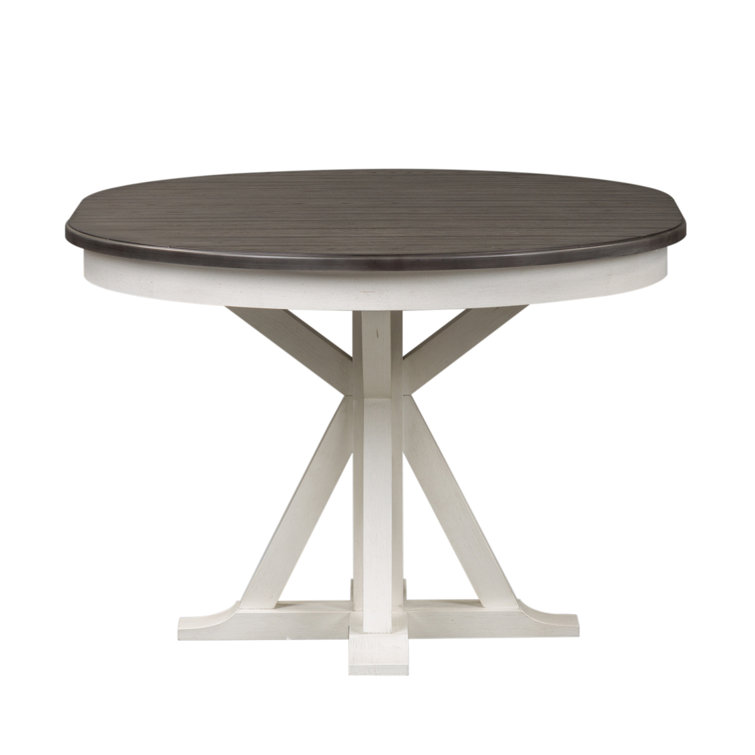 Allyson Park Round Black and White Extendable Wood Dining Table