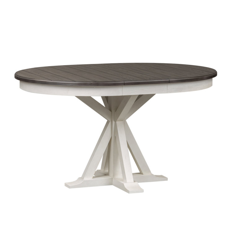 Allyson Park Round Black and White Extendable Wood Dining Table