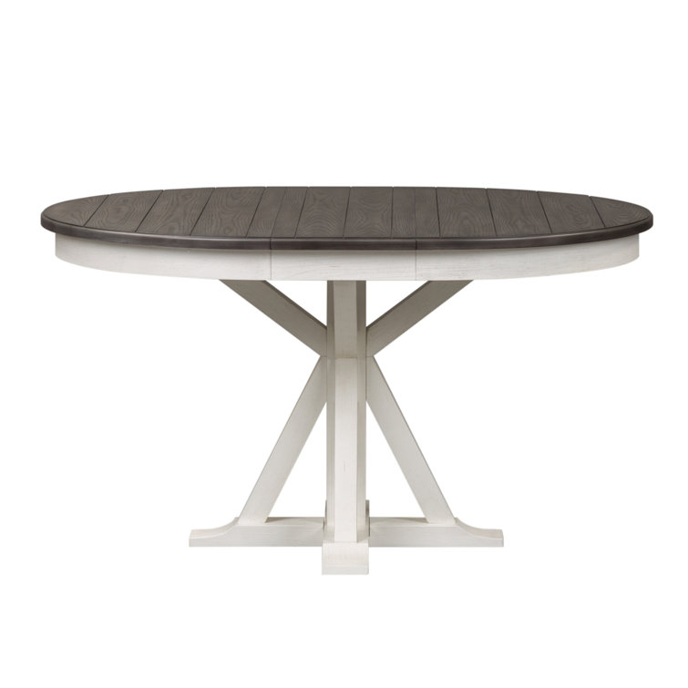 Allyson Park Round Black and White Extendable Wood Dining Table