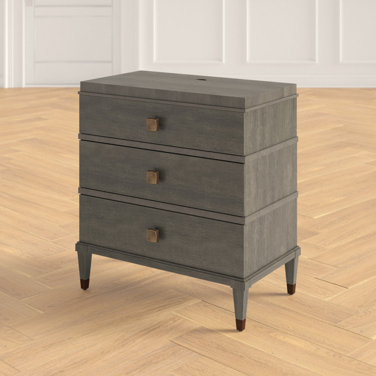 Transitional 3-Drawer Brown Nightstand with Sleek Design