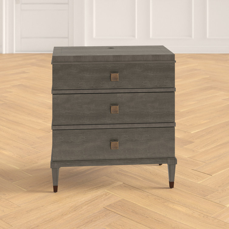 Transitional 3-Drawer Brown Nightstand with Sleek Design