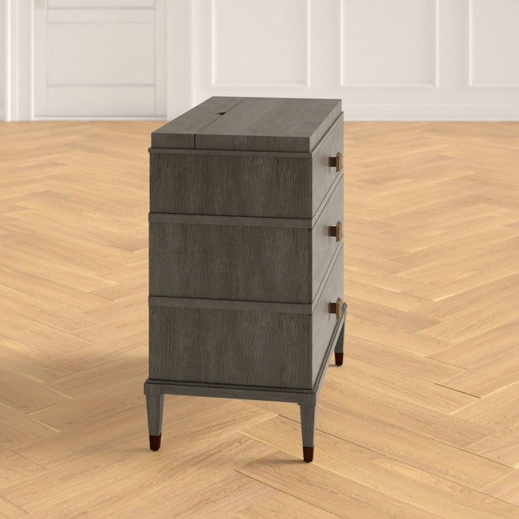 Transitional 3-Drawer Brown Nightstand with Sleek Design
