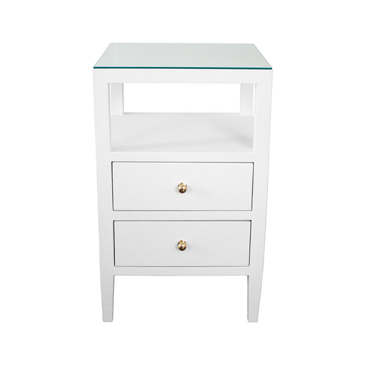 Roscoe Contemporary Beige Wood & Metal End Table with 2 Drawers