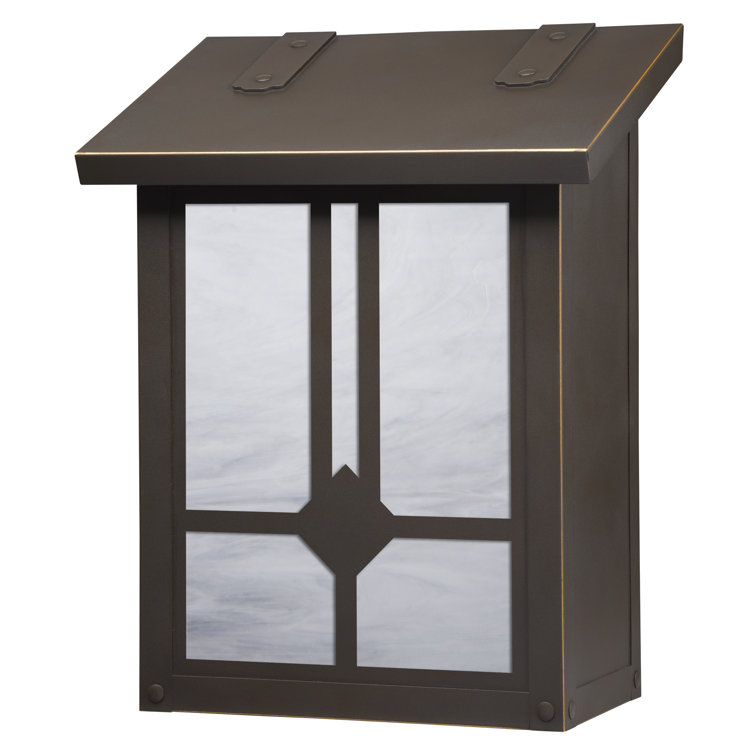 Medium Architectural Bronze and Wispy White Glass Wall Mounted Mailbox