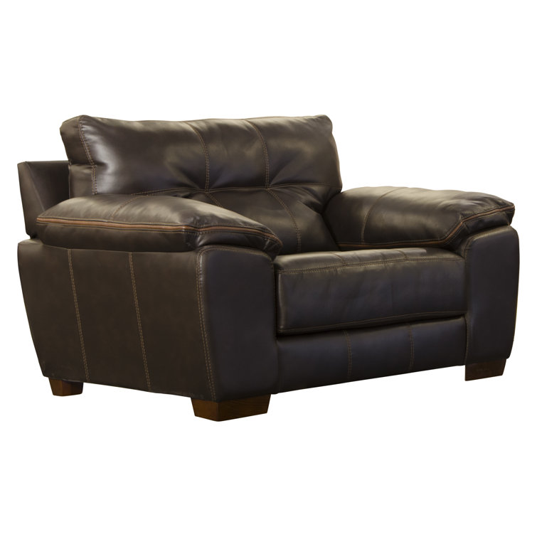 Elegant Hudson Faux Leather Chair in Rich Chocolate, 44in