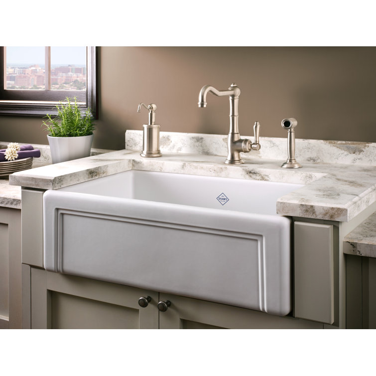 White Fireclay 30" Single Bowl Farmhouse Kitchen Sink
