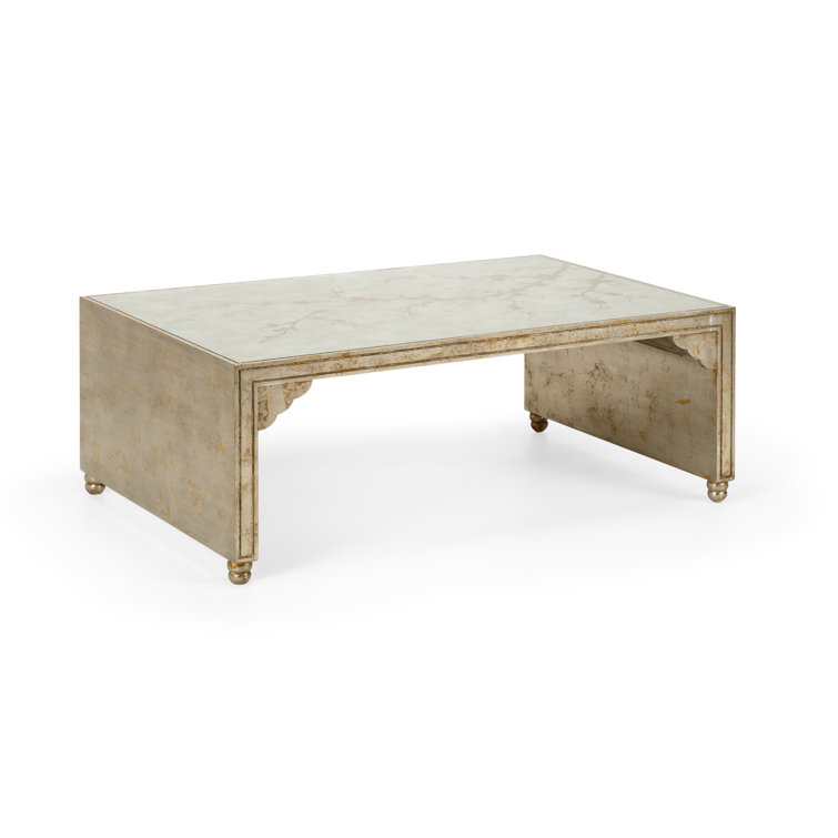 Directoire Silver Finish Rectangular Wood & Glass Coffee Table