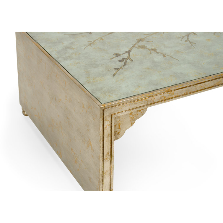 Directoire Silver Finish Rectangular Wood & Glass Coffee Table