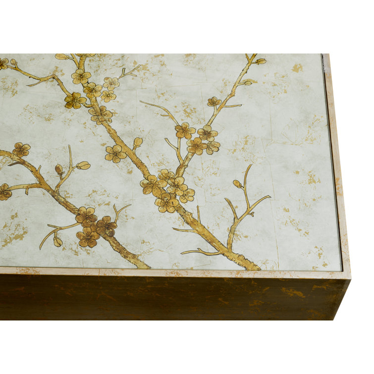 Directoire Silver Finish Rectangular Wood & Glass Coffee Table