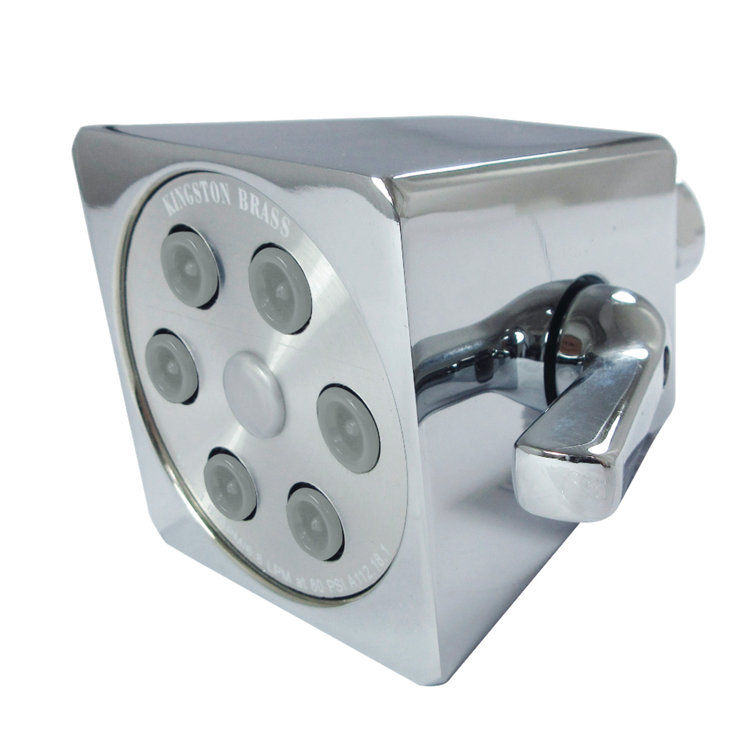 Polished Chrome Square Wall Mounted Adjustable Jet Shower Head