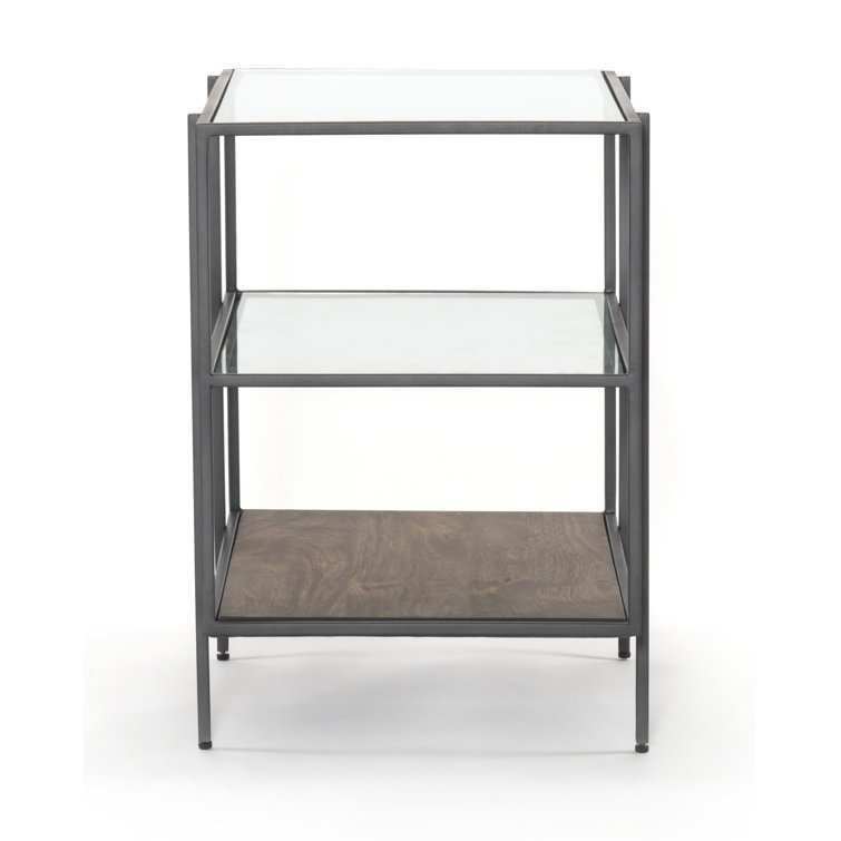 Byron 24" Brown Mango Wood and Gunmetal Iron Nightstand