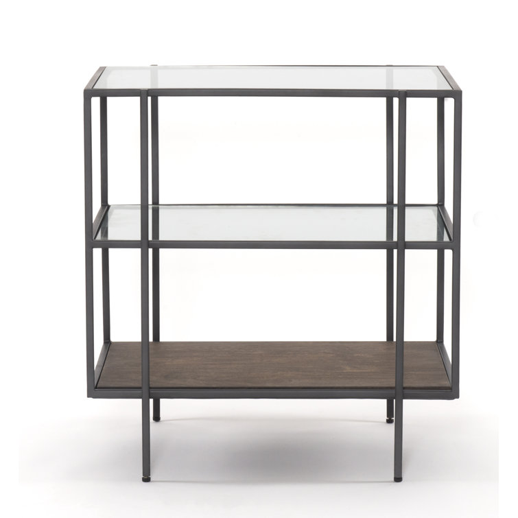Byron 24" Brown Mango Wood and Gunmetal Iron Nightstand