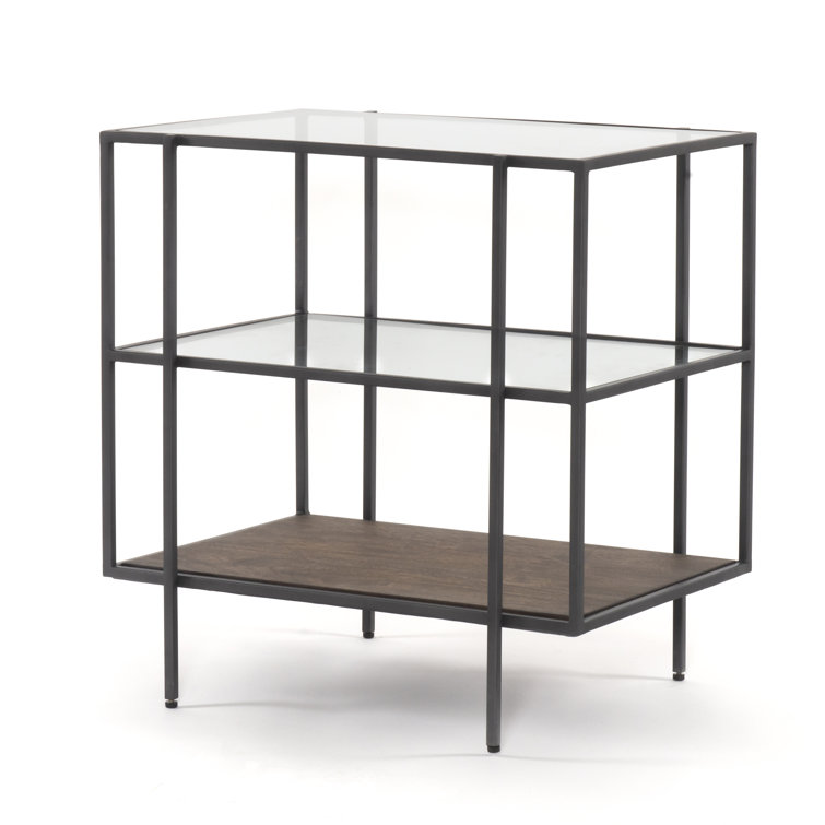 Byron 24" Brown Mango Wood and Gunmetal Iron Nightstand