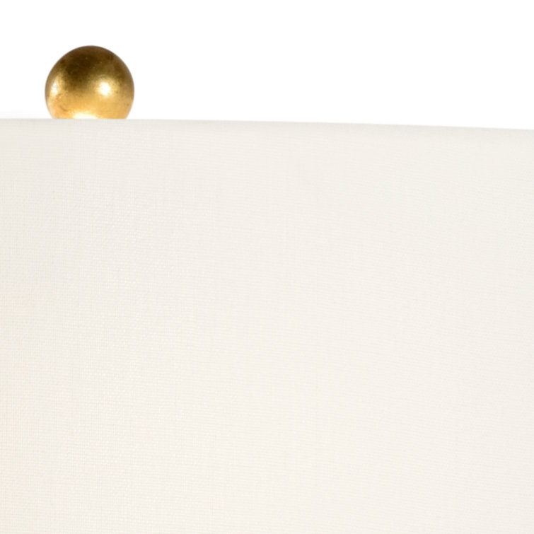 Antique Gold Leaf 30" Table Lamp with Off-White Linen Shade