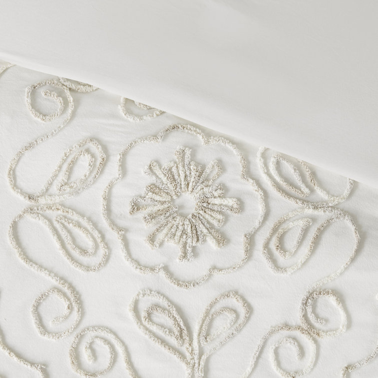 Ivory King Tufted Cotton Chenille Coverlet Set