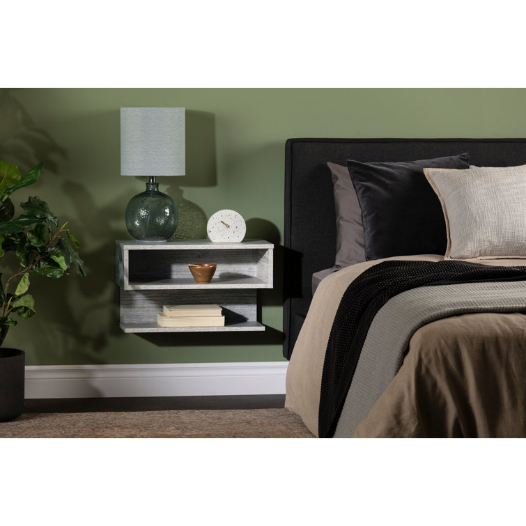 Sazena Seaside Pine Floating Nightstand with Open Shelf
