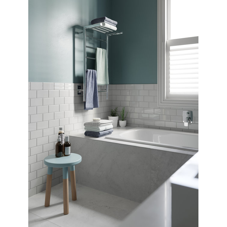 Brushed Stainless Steel Wall Mounted Towel Rack with Shelf