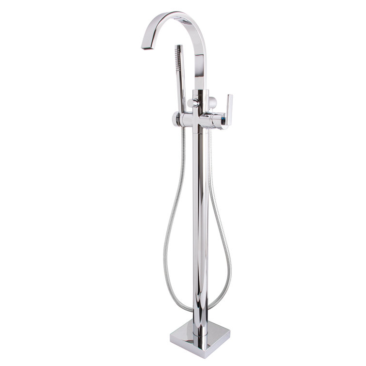 Polished Chrome Freestanding Tub Faucet with Handshower