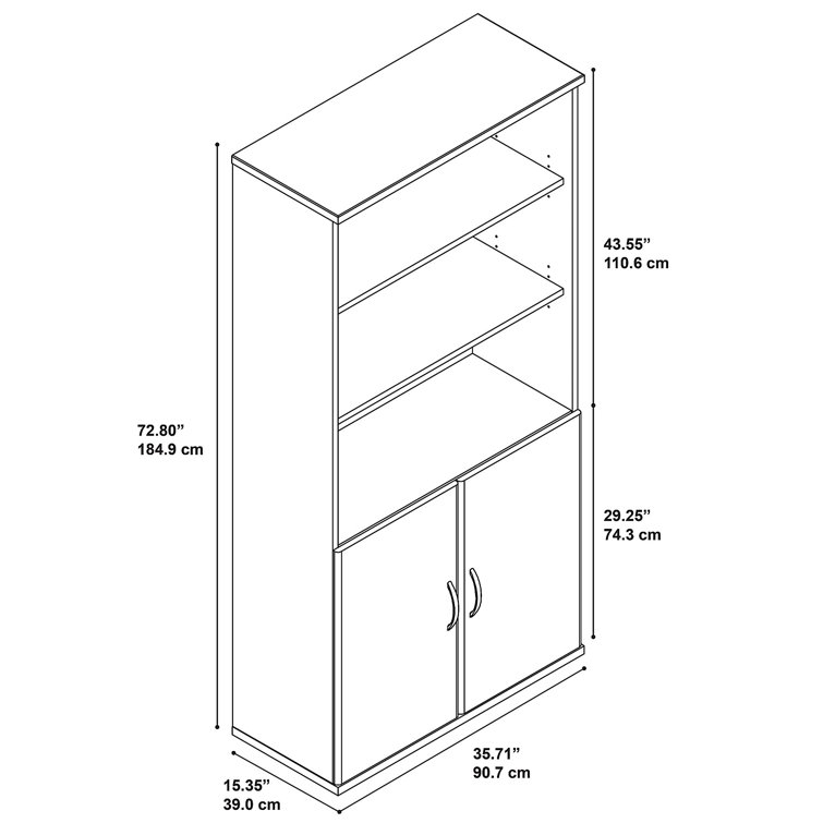 Hansen Cherry and Graphite Gray 36W 5-Shelf Adjustable Bookcase with Doors