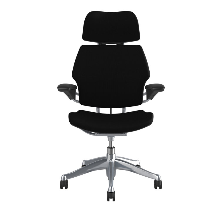 Modern Black Fabric Swivel Task Chair with Adjustable Arms