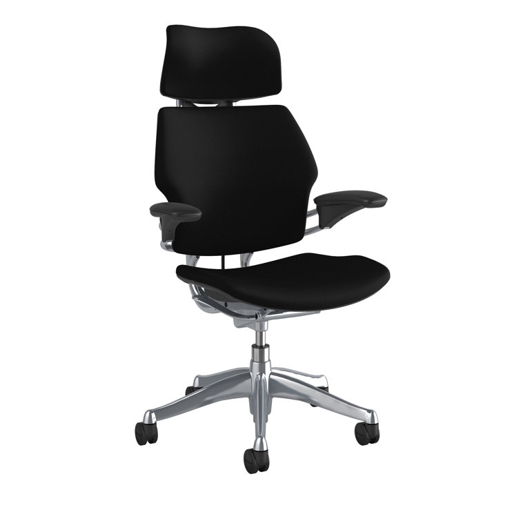 Modern Black Fabric Swivel Task Chair with Adjustable Arms