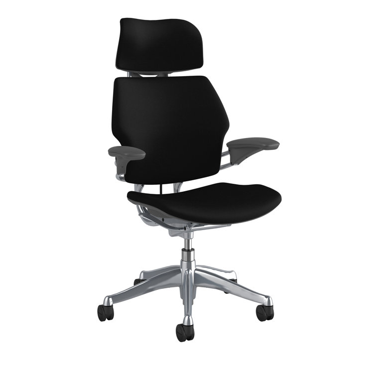 Modern Black Fabric Swivel Task Chair with Adjustable Arms