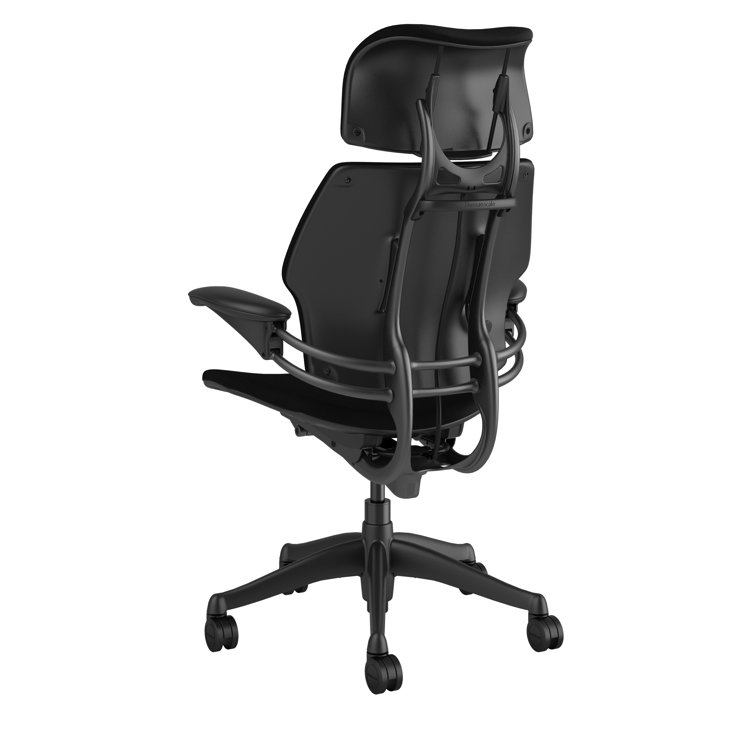 Modern Black Fabric Swivel Task Chair with Adjustable Arms