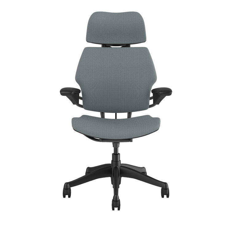 Modern Black Fabric Swivel Task Chair with Adjustable Arms