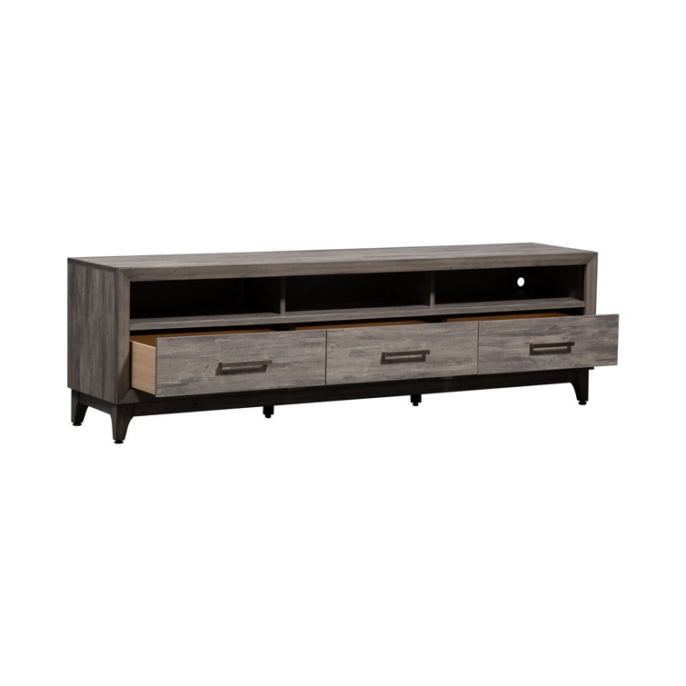 Mercury Gray 76'' Contemporary Media Console with Cabinet
