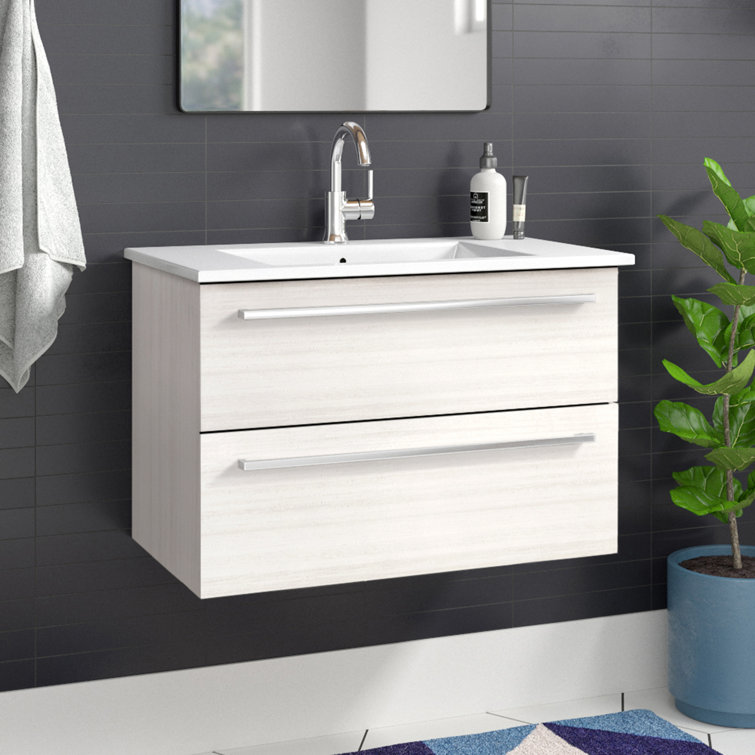 White Chocolate 30" Wall-Mount Single Sink Vanity with Marble Top