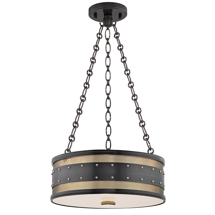 Aged Old Bronze 3-Light Frosted Glass Shaded Pendant