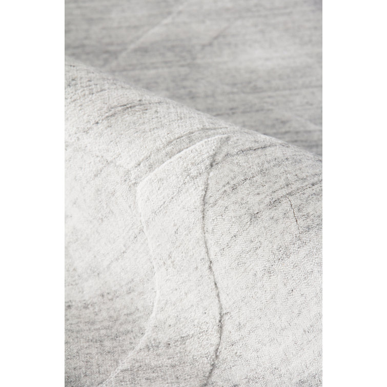 Ivory Geometric Wool Viscose 8' x 10' Hand Woven Rug