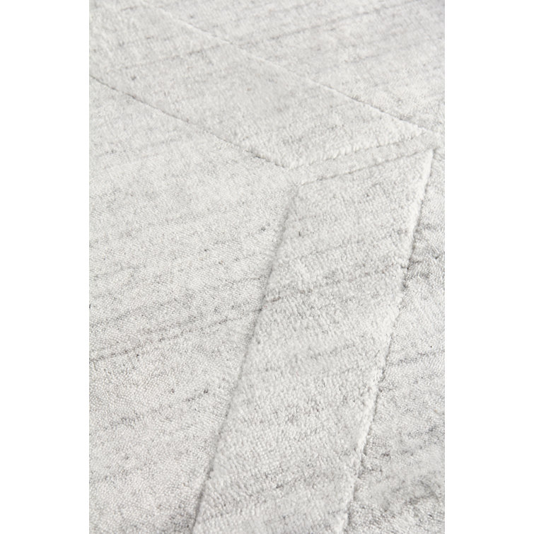 Ivory Geometric Wool Viscose 8' x 10' Hand Woven Rug