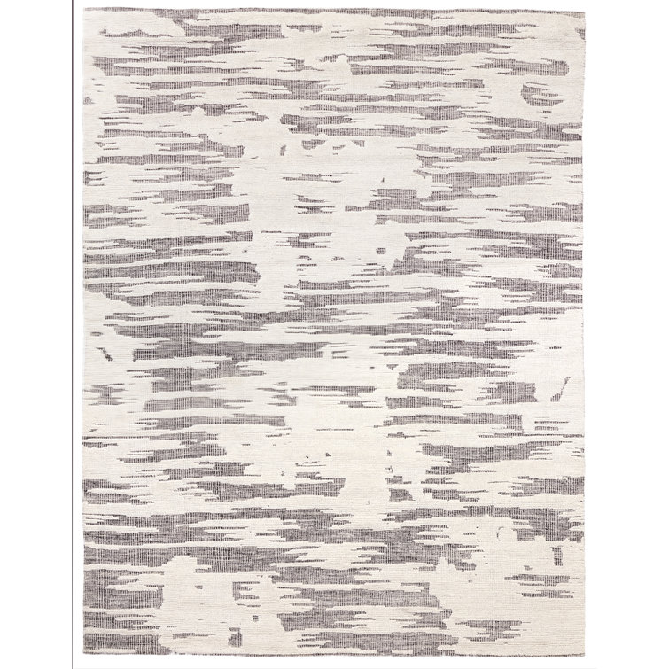 Calibre Ivory/Charcoal 9' x 12' Hand-Knotted Wool Abstract Rug
