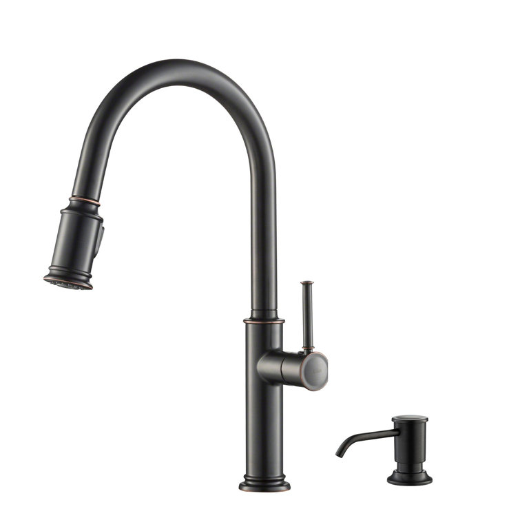Oil Rubbed Bronze Pull-Down Kitchen Faucet with Soap Dispenser