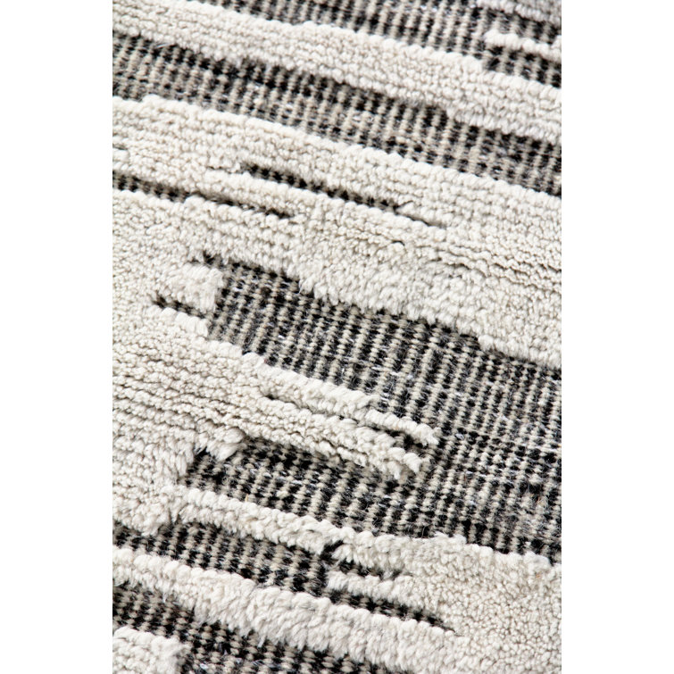 Calibre Ivory/Charcoal 9' x 12' Hand-Knotted Wool Abstract Rug