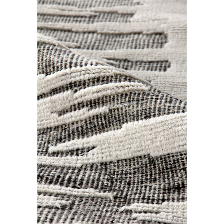 Calibre Ivory/Charcoal 9' x 12' Hand-Knotted Wool Abstract Rug
