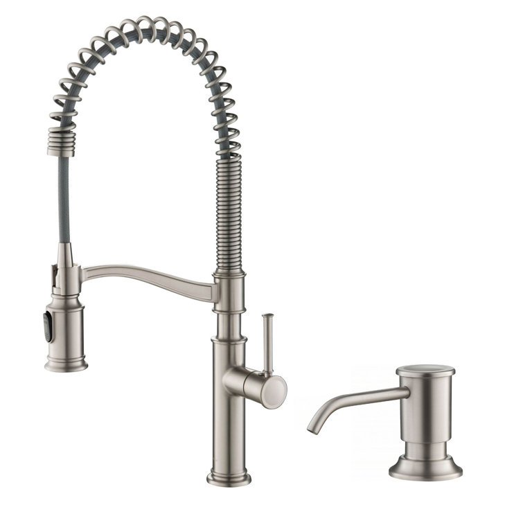 Sellette Spot Free Stainless Steel Pull-Down Kitchen Faucet with Soap Dispenser