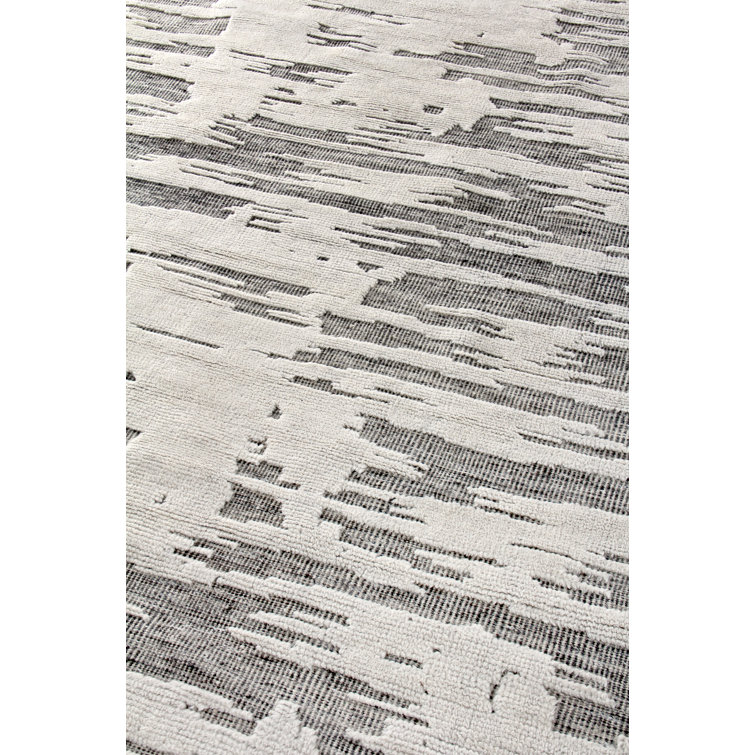 Calibre Ivory/Charcoal 9' x 12' Hand-Knotted Wool Abstract Rug